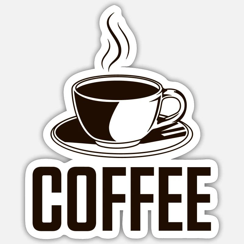 Café - Sticker taille S (10 x 10 cm) - blanc mat