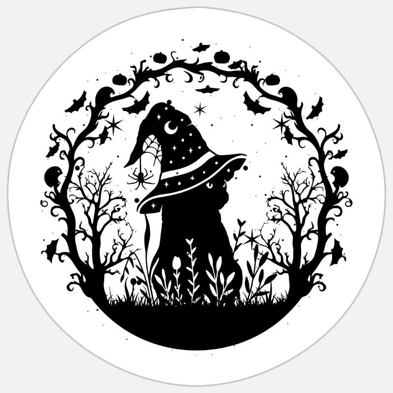 Heure de la sorcière du chat Sticker taille S (10 x 10 cm)