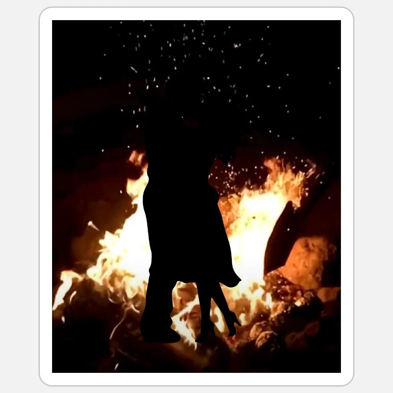 Premier Baiser en feu - Sticker taille S (10 x 10 cm) - blanc mat