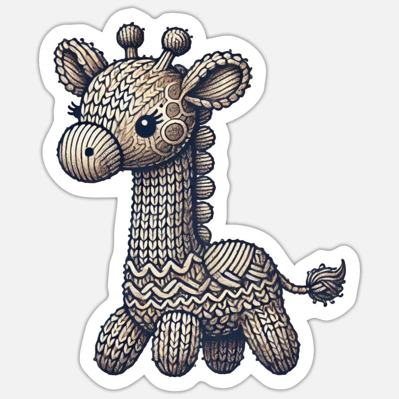 Girafe tricotée - Sticker taille S (10 x 10 cm) - blanc mat