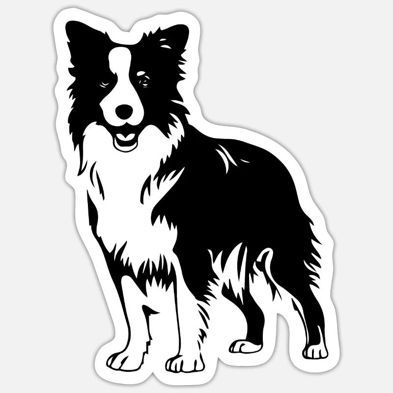 Border collie  - Sticker taille S (10 x 10 cm) - blanc mat