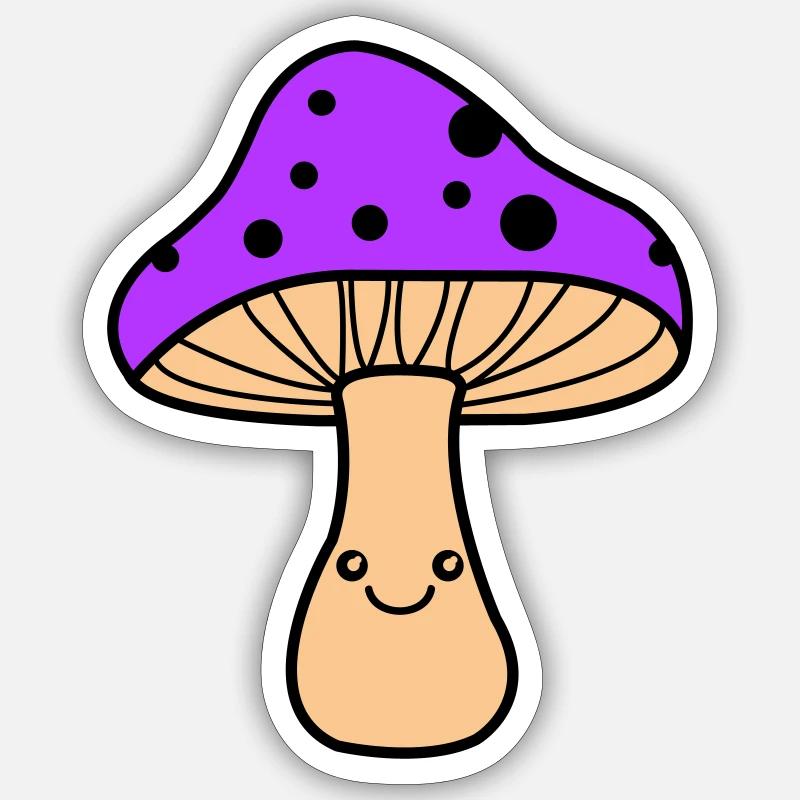 Bande dessinée champignon - Sticker taille S (10 x 10 cm) - blanc mat