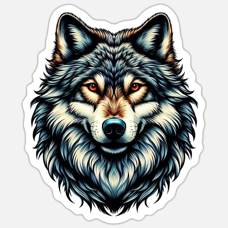 Wolf - Sticker Größe S (10 x 10 cm) - Mattweiß