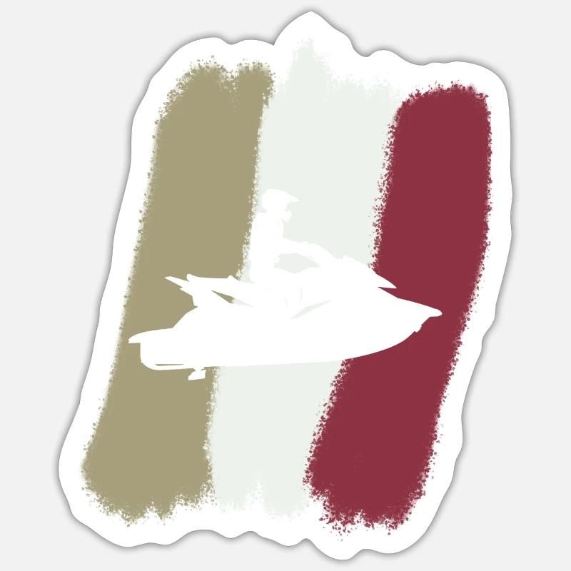 Bateau Jet Ski - Sticker taille S (10 x 10 cm) - blanc mat