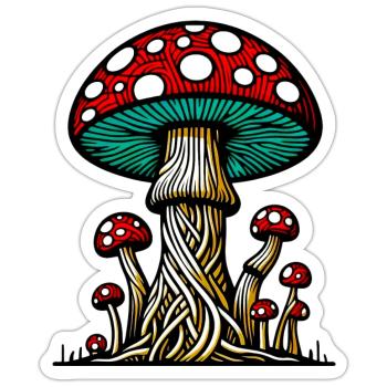 Fungo Funghi Pilze Pilze - Sticker Größe S (10 x 10 cm) - Mattweiß - Vorne
