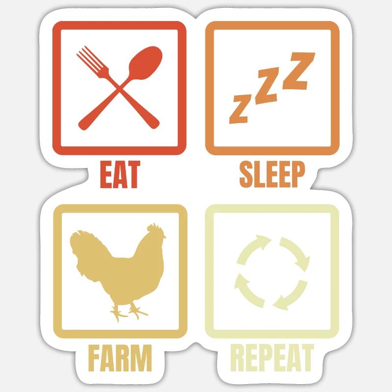 Manger dormir Cultiver Répéter - Sticker taille S (10 x 10 cm) - blanc mat