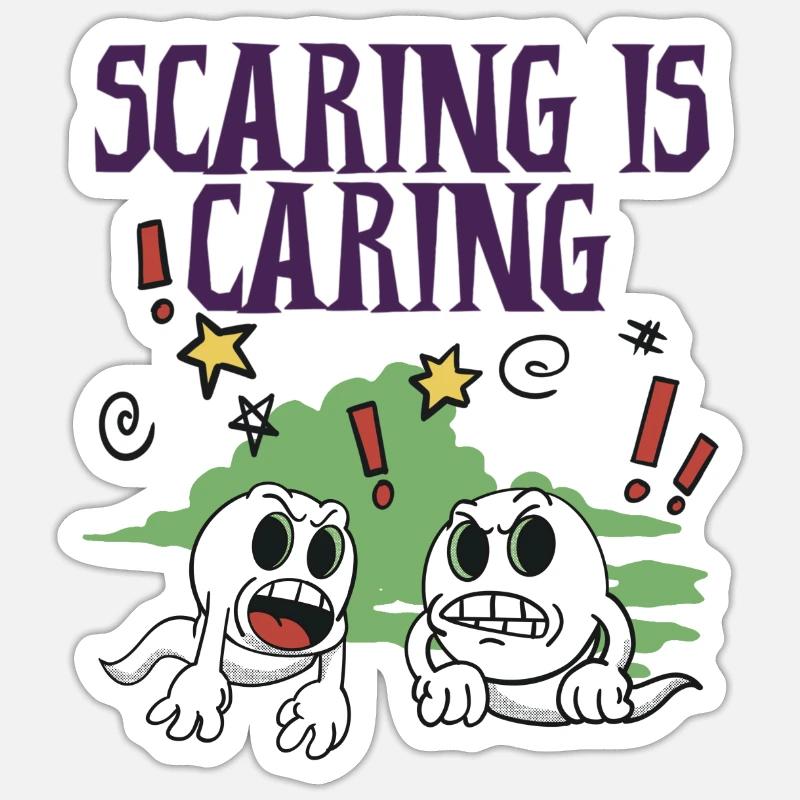 Halloween - Effrayer, c’est prendre soin - Sticker taille S (10 x 10 cm) - blanc mat