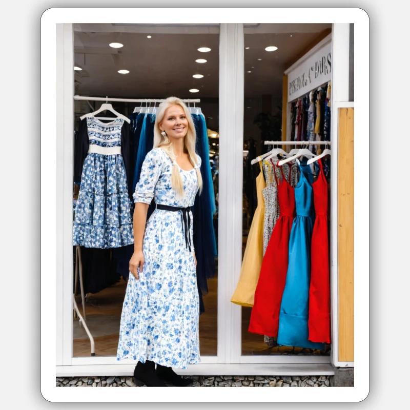Das Kleidergeschäft 👗 - Sticker Größe S (10 x 10 cm) - Mattweiß