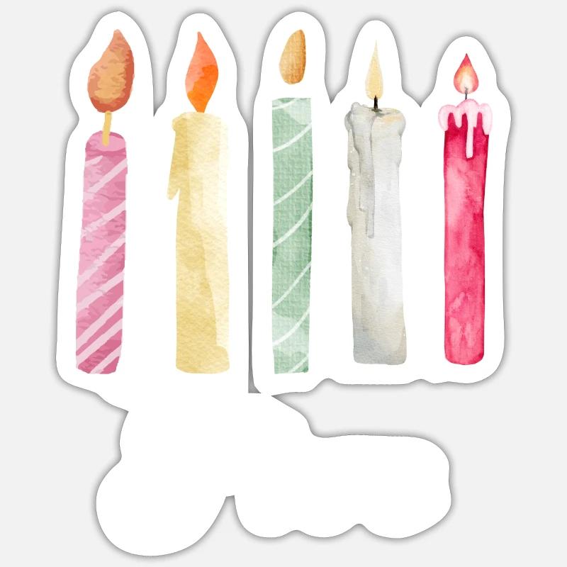 5e anniversaire bougie - Sticker taille S (10 x 10 cm) - blanc mat