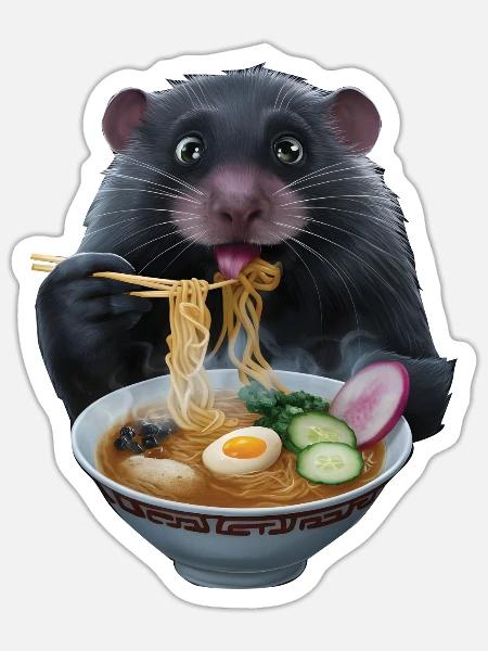 Maulwurf Ramen - Sticker Größe S (10 x 10 cm) - Mattweiß
