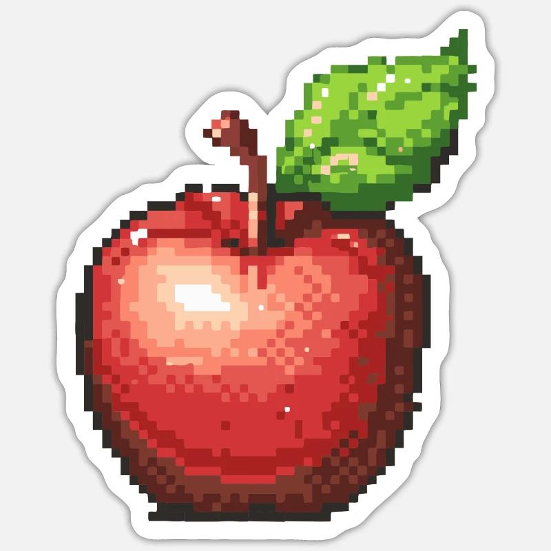 Apfel Pixel Symbol - Sticker Größe S (10 x 10 cm) - Mattweiß