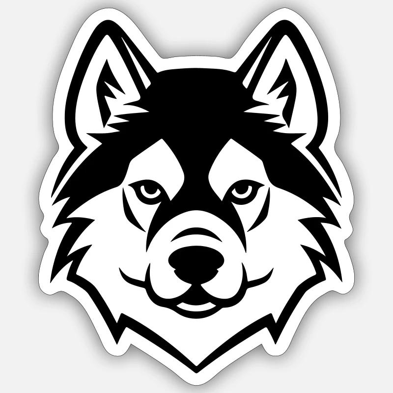 Tête de chien Akita - Sticker taille S (10 x 10 cm) - blanc mat