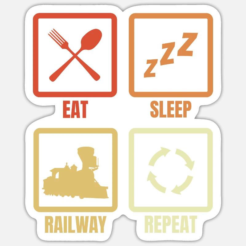 Manger dormir chemin de fer répéter Sticker taille S (10 x 10 cm)