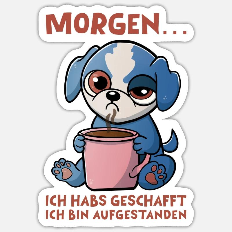 Chien du matin Sticker taille S (10 x 10 cm)