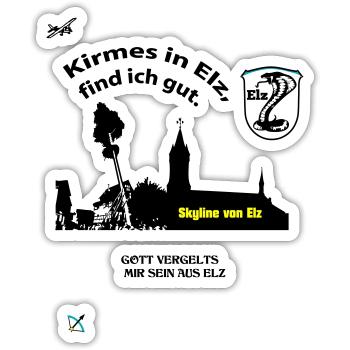 Kirmes in Elz, find ich gut. - Sticker Größe S (10 x 10 cm) - Mattweiß - Vorne
