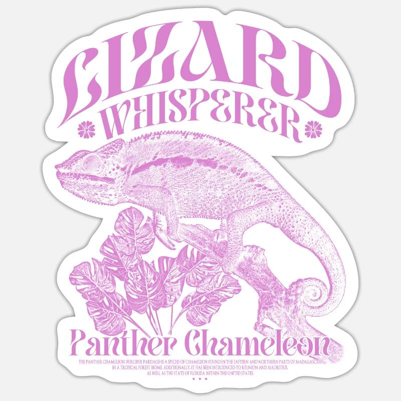Pantherchamäleon Chamäleon Echsenflüsterer - Sticker Größe S (10 x 10 cm) - Mattweiß