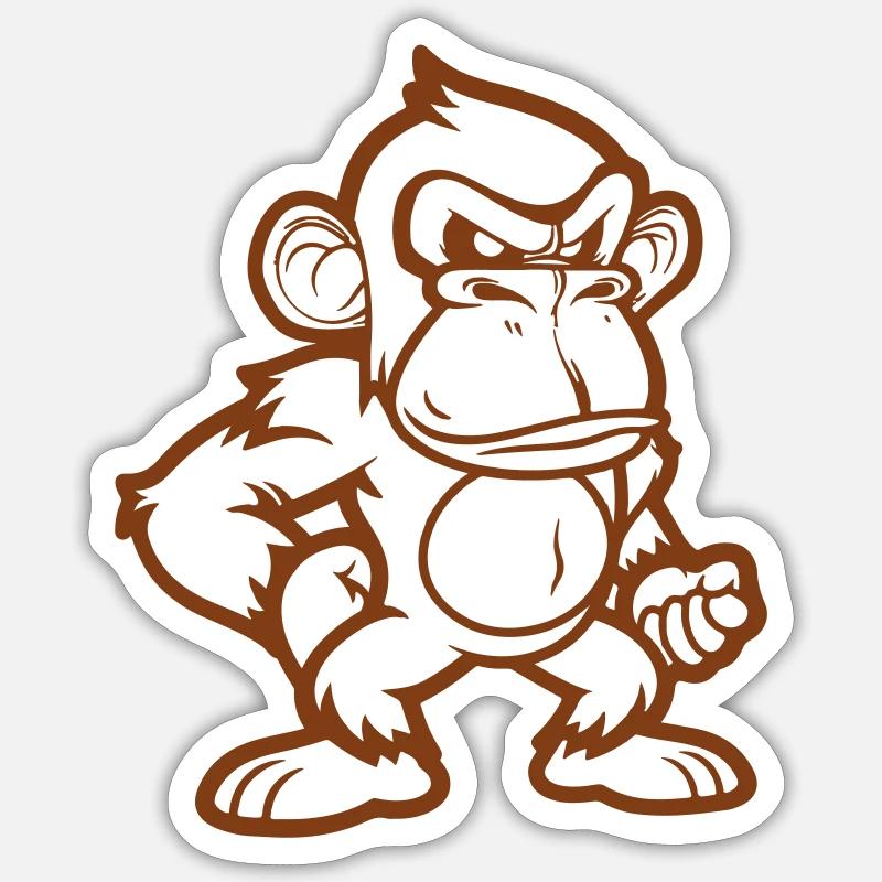 affe comic - Sticker Größe S (10 x 10 cm) - Mattweiß