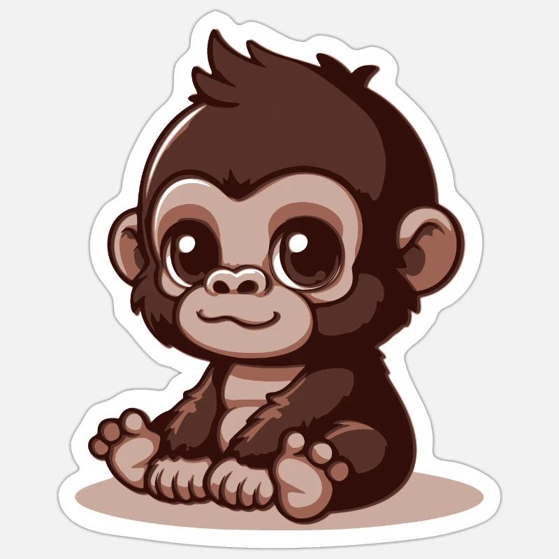 Gorilla-Baby - Sticker Größe S (10 x 10 cm) - Mattweiß