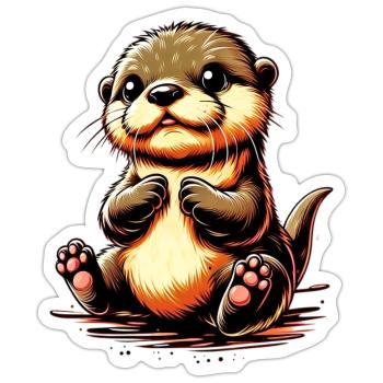 Otter - Sticker Größe S (10 x 10 cm) - Mattweiß - Vorne
