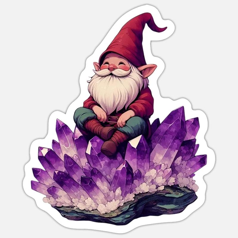 Gnome - Sticker taille S (10 x 10 cm) - blanc mat