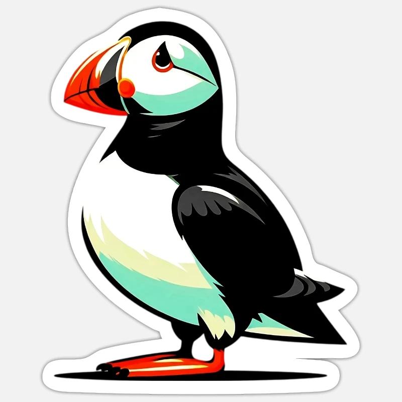 Macareux - Sticker taille S (10 x 10 cm) - blanc mat