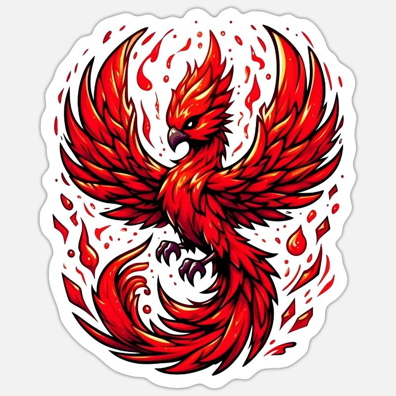 Roter Phönix - Sticker Größe S (10 x 10 cm) - Mattweiß