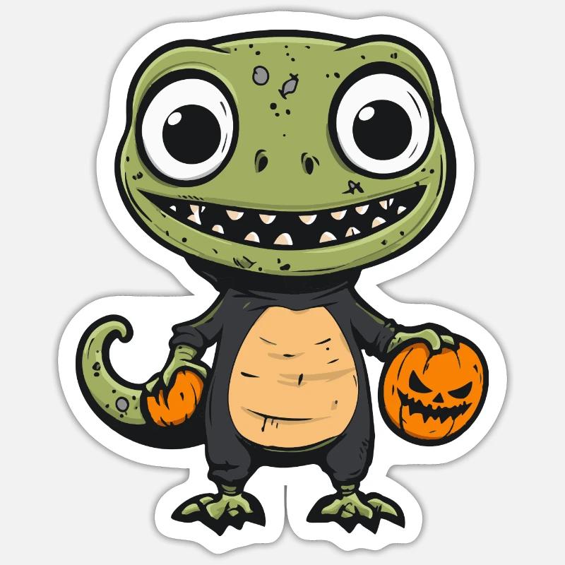 Lizard Halloween Zombie - Sticker size S (10 x 10 cm) - white matte
