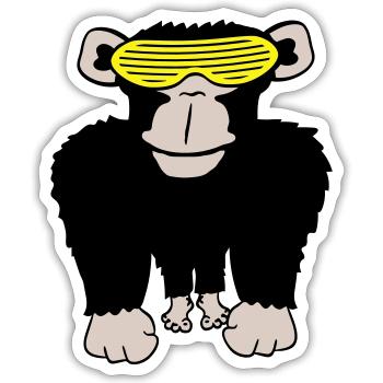 Funky Sonnenbrille Gorilla Cooler Party Affe Spaß - Sticker Größe S (10 x 10 cm) - Mattweiß - Vorne