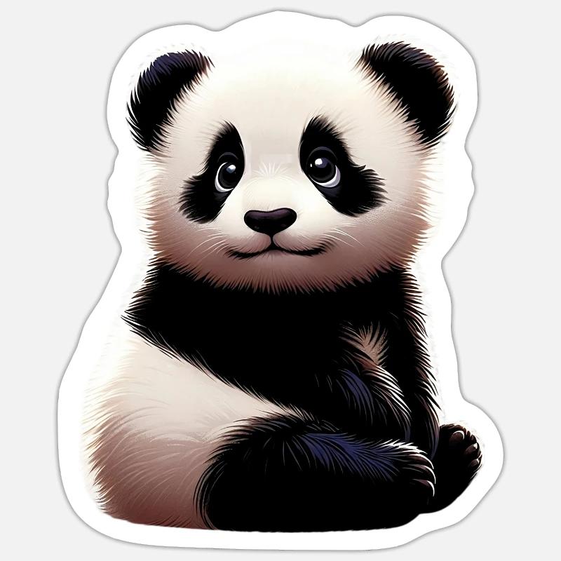 Panda - Sticker taille S (10 x 10 cm) - blanc mat