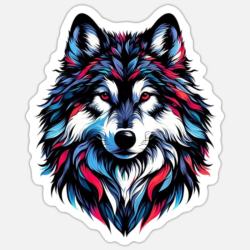 Loup - Sticker taille S (10 x 10 cm) - blanc mat