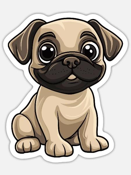 Bullmastiff Hund Comic Niedlich - Sticker Größe S (10 x 10 cm) - Mattweiß