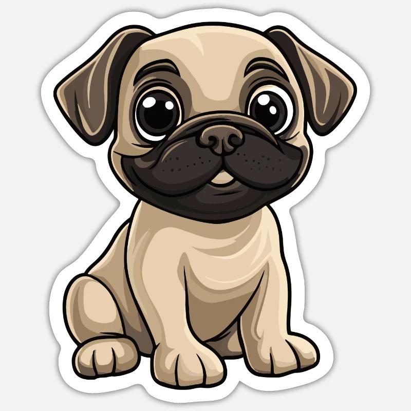 Bullmastiff Hund Comic Niedlich - Sticker Größe S (10 x 10 cm) - Mattweiß