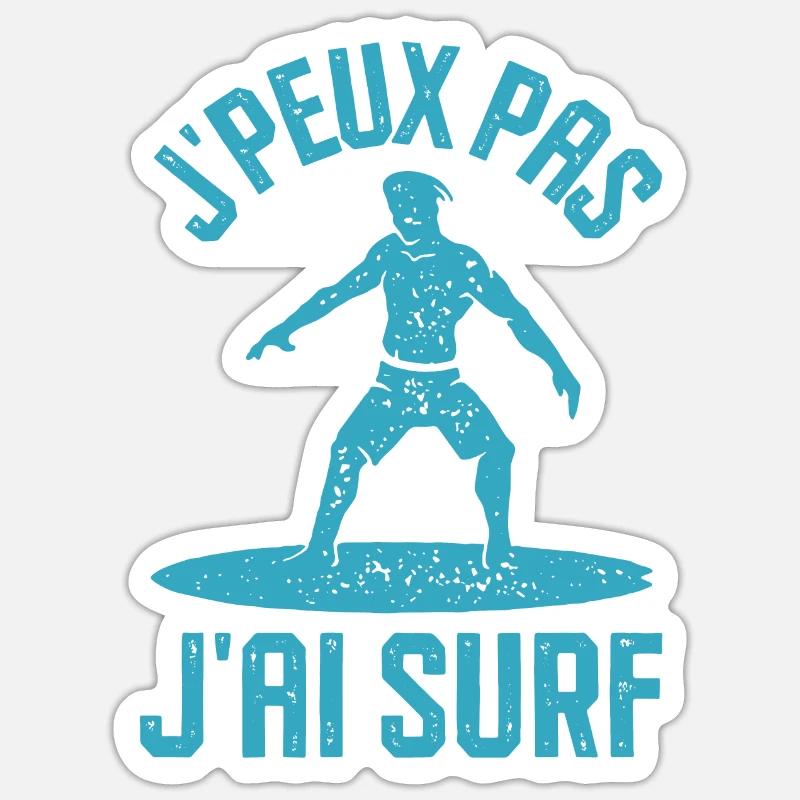 J ai surf - Sticker taille S (10 x 10 cm) - blanc mat