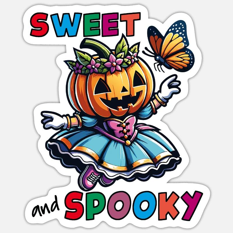Mignonne princesse d’Halloween avec papillon - Sticker taille S (10 x 10 cm) - blanc mat