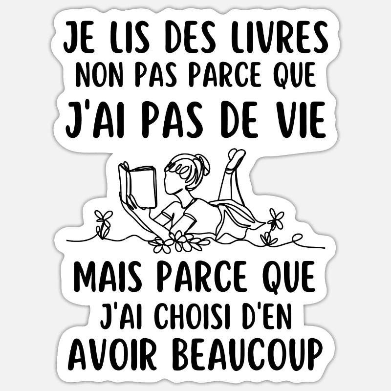 Livre lecture librairie - Sticker taille S (10 x 10 cm) - blanc mat