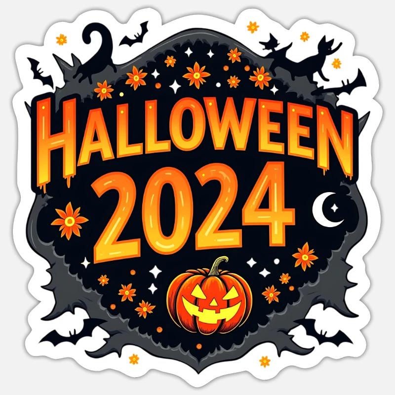 Rétro Halloween - Sticker taille S (10 x 10 cm) - blanc mat
