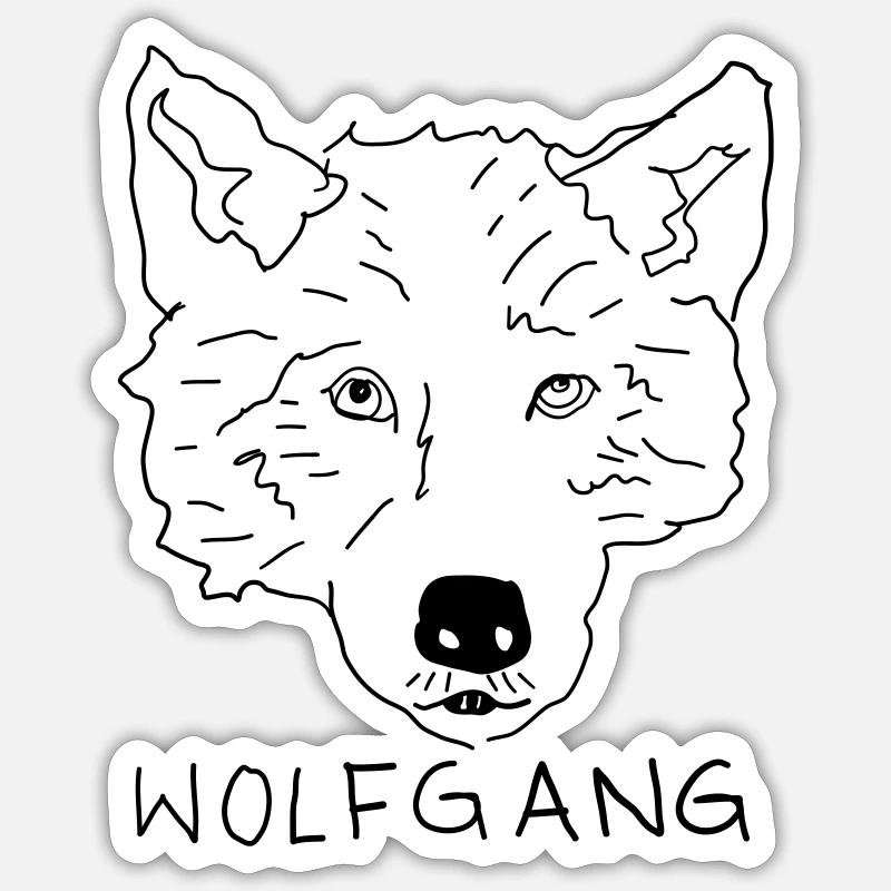 Wolfgang Wolf Schwarz - Sticker Größe S (10 x 10 cm) - Mattweiß