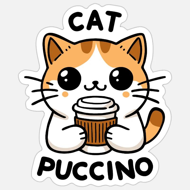 Catpuccino 2 - Sticker size S (10 x 10 cm) - white matte