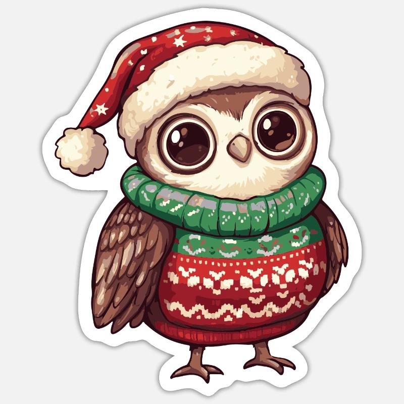 Owl Christmas Comic - Sticker size S (10 x 10 cm) - white matte