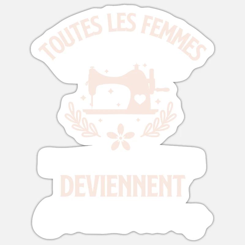 Couturière machine à coudre - Sticker taille S (10 x 10 cm) - blanc mat