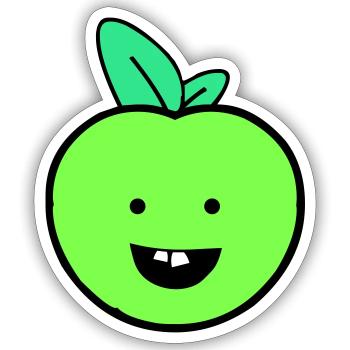 apfel smile - Sticker Größe S (10 x 10 cm) - Mattweiß - Vorne