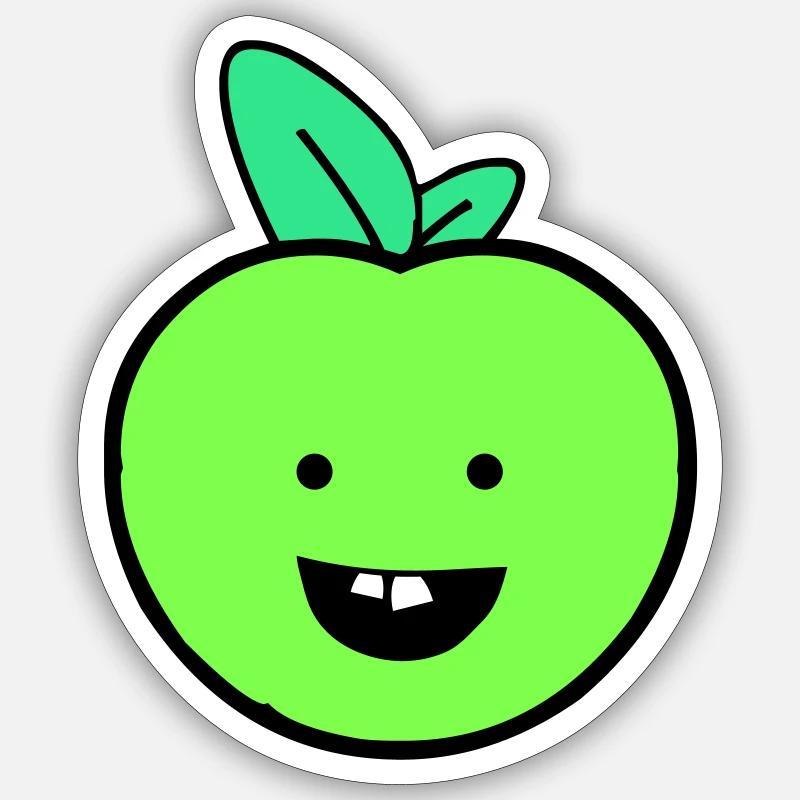 sourire pomme - Sticker taille S (10 x 10 cm) - blanc mat