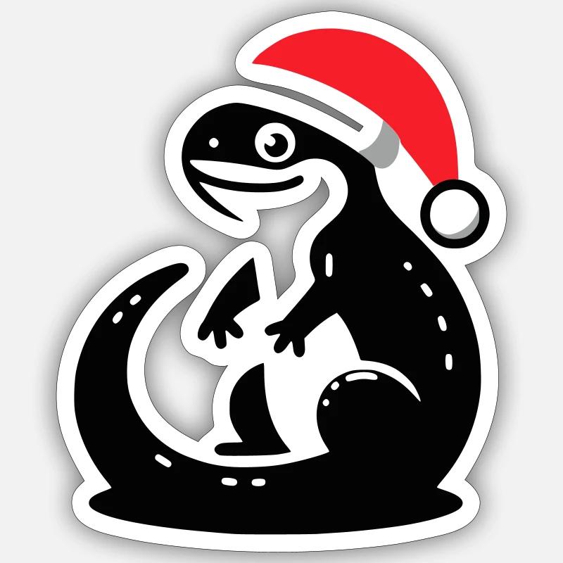 Christmas Lizard - Sticker size S (10 x 10 cm) - white matte