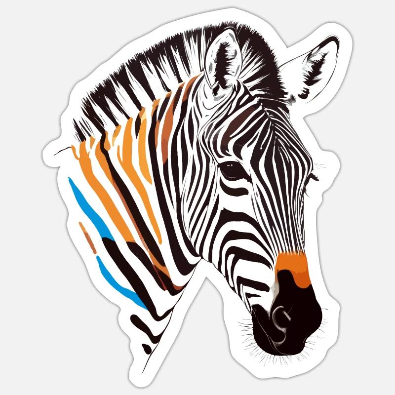 Zebra Vektor Kunst mit lebendigen Farben Illustration Sticker Größe S (10 x 10 cm)