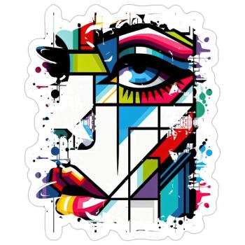 Women girl power design art female feminism symbol - Sticker size S (10 x 10 cm) - white matte - Front