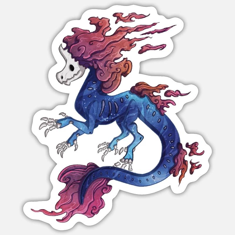 Kosmischer Drache - Sticker Größe S (10 x 10 cm) - Mattweiß