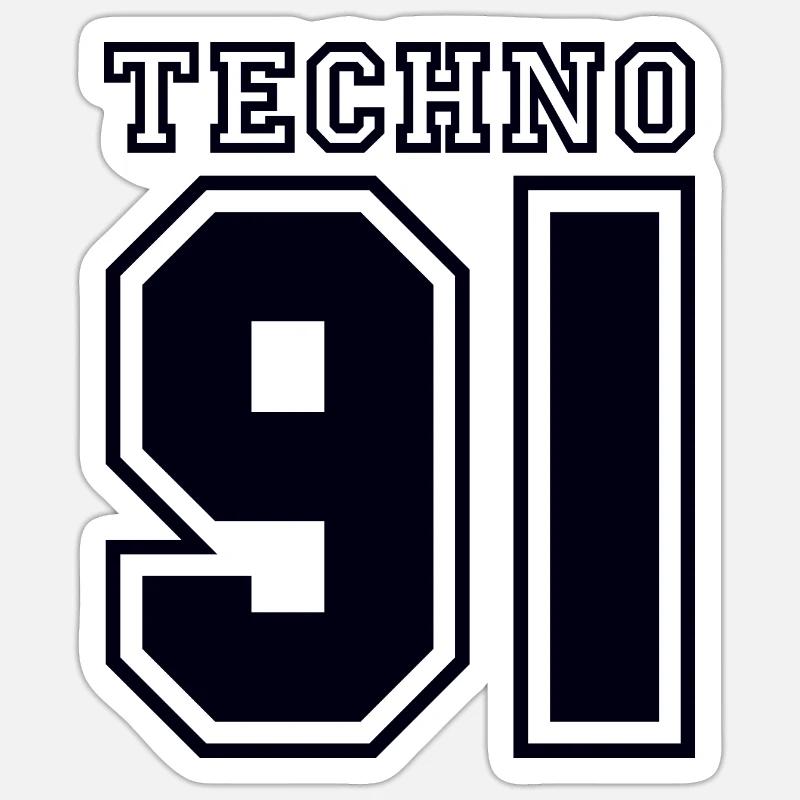 TECHNO 91 - Sticker taille S (10 x 10 cm) - blanc mat