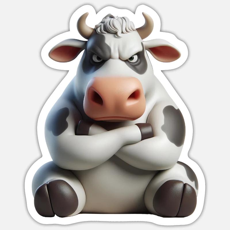 Cow grim 1 - Sticker size S (10 x 10 cm) - white matte