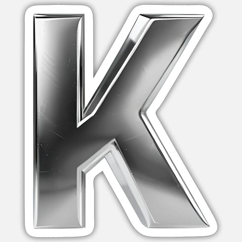 Chrome ,, K " Metallic - Sticker size S (10 x 10 cm) - white matte