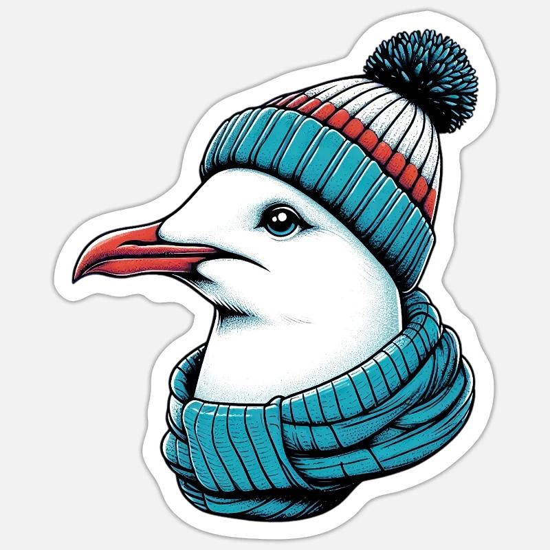 Möwe - Sticker Größe S (10 x 10 cm) - Mattweiß